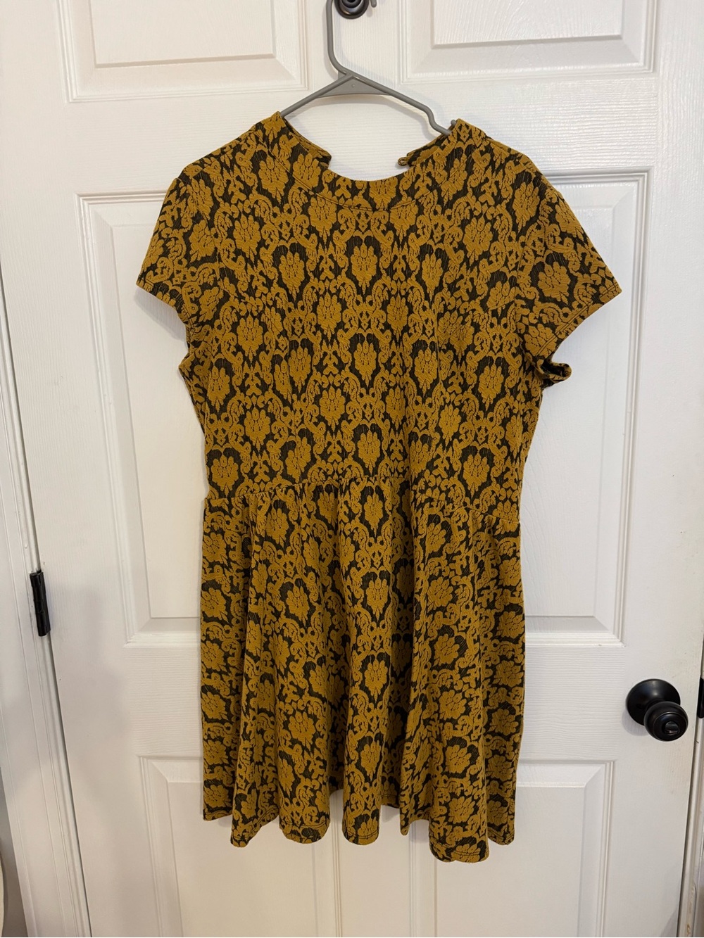 Xhilaration Mustard and Black Patterned Girls Romper-Style Dress